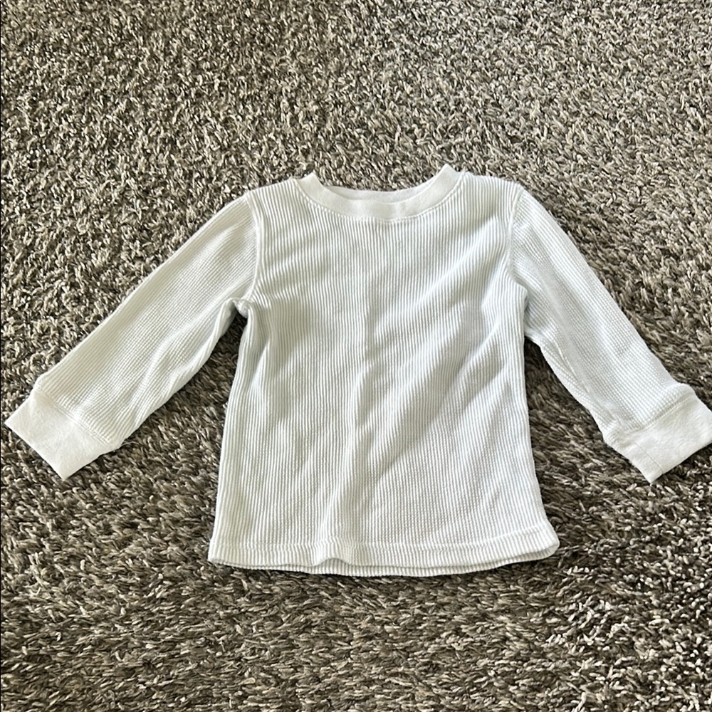 18 month boys white waffle long sleeve T-shirt